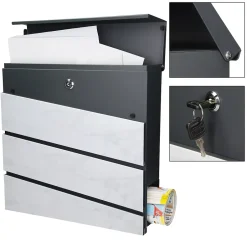 Boîte aux lettres en acier optique marbre blanc murale moderne + 2 clés inclus-Ml-Design Clearance