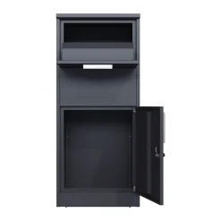 Boîte aux lettres gris avec espace colis en acier galvanisé et serrure papillon-Couleurs Du Monde Hot