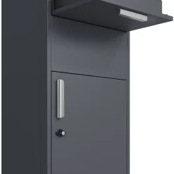 Boîte aux lettres gris avec espace colis en acier galvanisé et serrure papillon-Couleurs Du Monde Hot