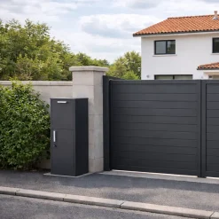 Boîte aux lettres gris avec espace colis en acier galvanisé et serrure papillon-Couleurs Du Monde Hot