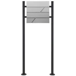 Boîte aux lettres gris clair avec support boîte postale sur pieds acier + 2 clés-Ml-Design New