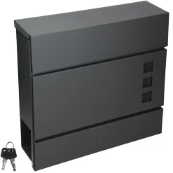Boîte aux lettres moderne anthracite + compartiment à journaux 2 clés en acier^ECD Germany Clearance