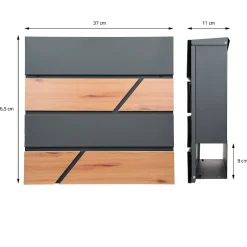 Boîte aux lettres moderne en acier anthracite/ optique bois avec support 170 cm-Ml-Design New