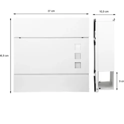 Boîte aux lettres moderne blanc avec compartiment à journaux en acier 2 clés-ECD Germany Clearance