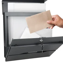 Boîte aux lettres murale anthracite avec 2 clés compartiment à journaux moderne^Ml-Design