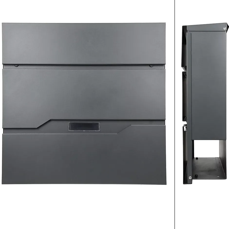 Boîte aux lettres murale anthracite avec 2 clés compartiment à journaux moderne^Ml-Design