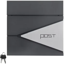 Boîte aux lettres murale anthracite/argenté avec rouleau à journaux 37x37x11 cm-Ml-Design Online