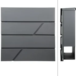 Boîte aux lettres murale anthracite avec 2 clés compartiment à journaux postale^Ml-Design Sale