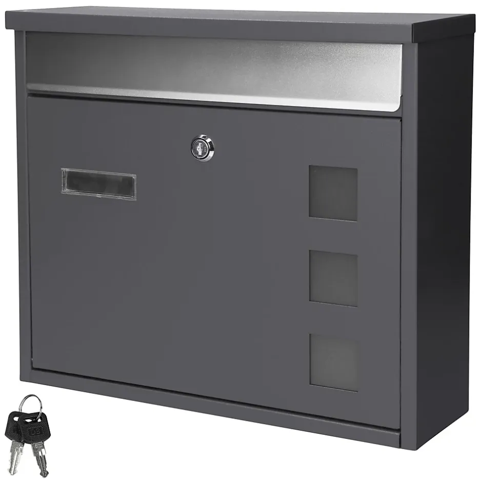 Boîte aux lettres murale avec porte-journaux acier inoxydable anthracite moderne-Ml-Design Online