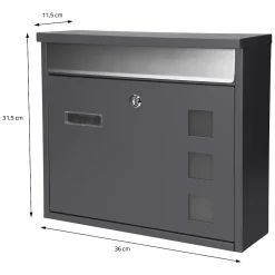 Boîte aux lettres murale avec porte-journaux acier inoxydable anthracite moderne-Ml-Design Online