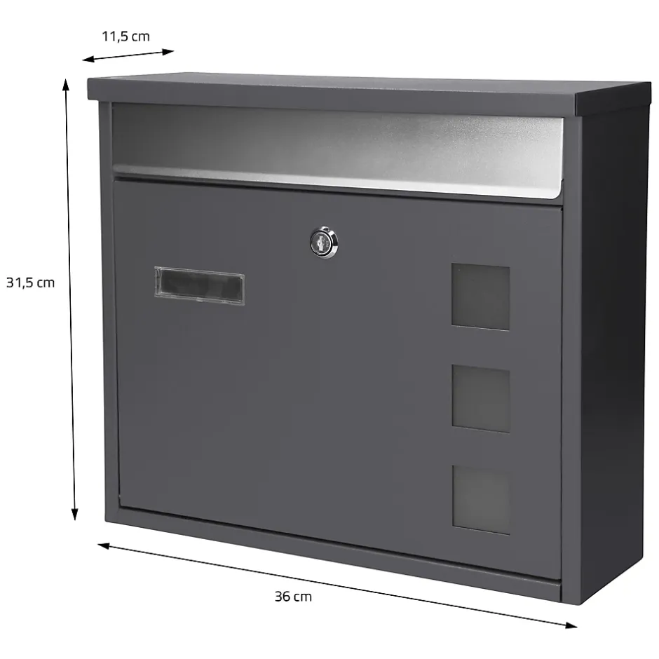Boîte aux lettres murale avec porte-journaux acier inoxydable anthracite moderne-Ml-Design Online