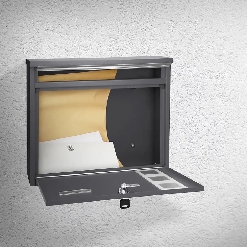 Boîte aux lettres murale avec porte-journaux acier inoxydable anthracite moderne-Ml-Design Online