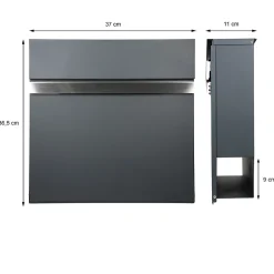 Boîte aux lettres murale en acier anthracite avec compartiment à lettres 2 clés^ECD Germany Best