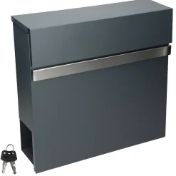 Boîte aux lettres murale en acier anthracite avec compartiment à lettres 2 clés^ECD Germany Best