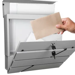 Boîte aux lettres murale gris clair avec 2 clés compartiment à journaux postale-Ml-Design Outlet
