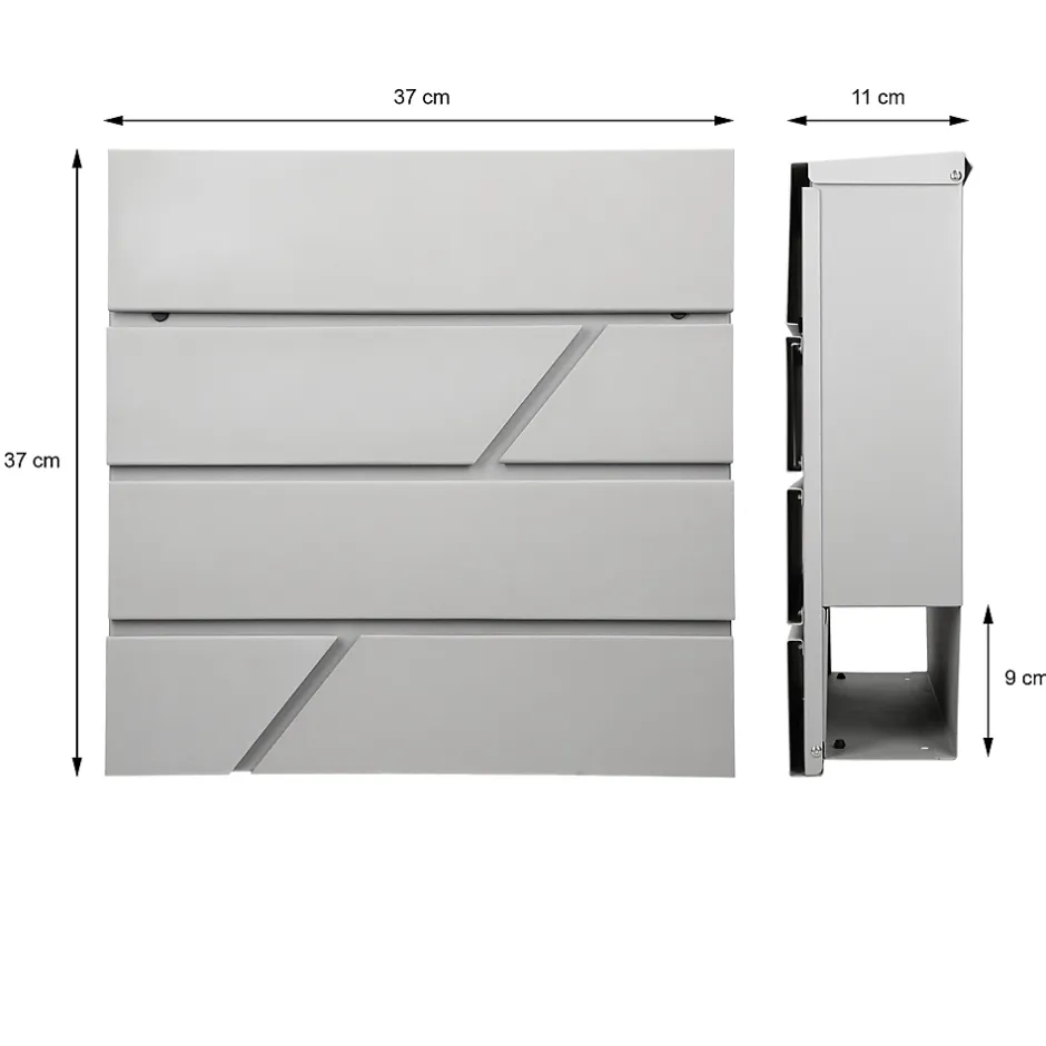 Boîte aux lettres murale gris clair avec 2 clés compartiment à journaux postale-Ml-Design Outlet