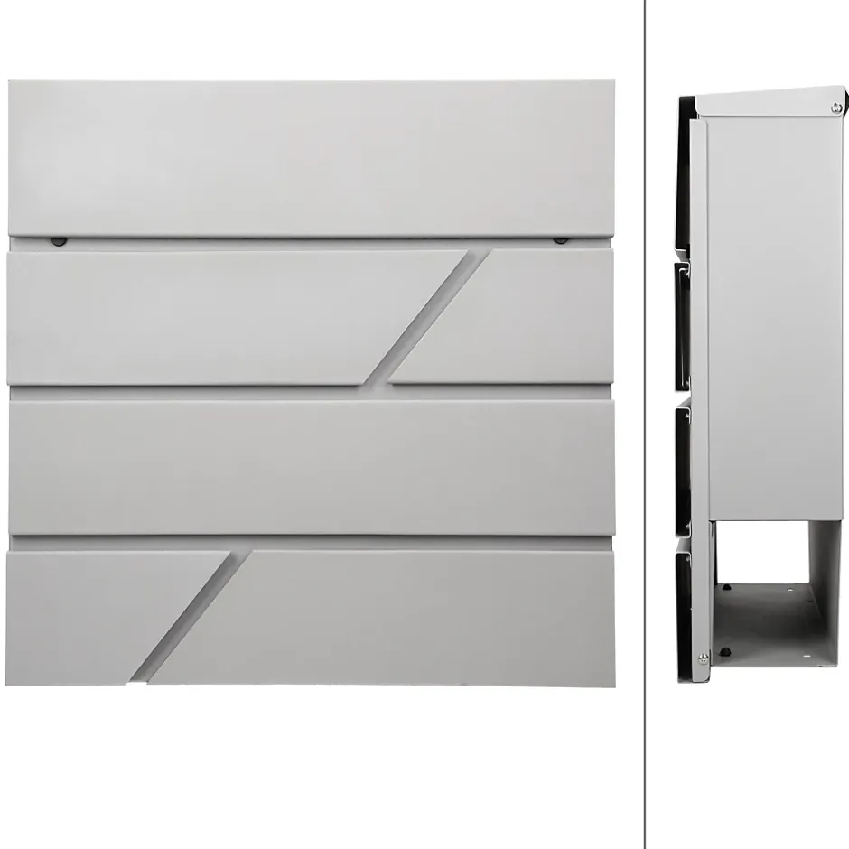 Boîte aux lettres murale gris clair avec 2 clés compartiment à journaux postale-Ml-Design Outlet