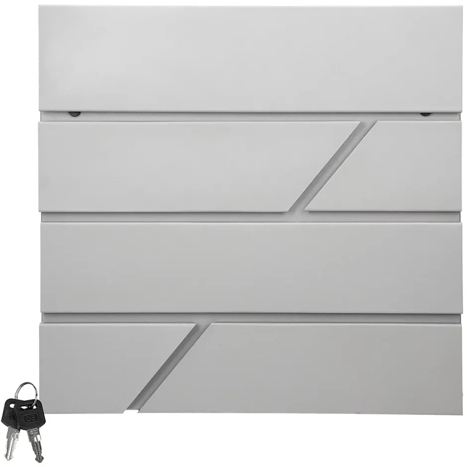 Boîte aux lettres murale gris clair avec 2 clés compartiment à journaux postale-Ml-Design Outlet