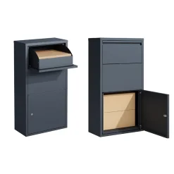 Boîte aux Lettres Murale Gris en acier Galvanisé, Double Ouverture et Serrure Cylindre-Couleurs Du Monde Sale