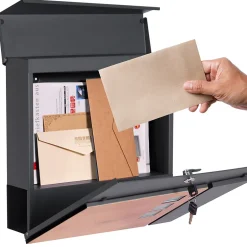Boîte aux lettres murale moderne en acier anthracite aspect bois + 2 clés inclus^Ml-Design Hot