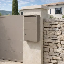 Boîte aux lettres murale taupe en acier galvanisé avec cylindre de sécurité et 2 clés-Couleurs Du Monde Best