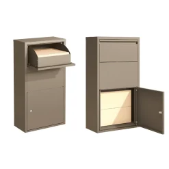 Boîte aux lettres murale taupe en acier galvanisé avec cylindre de sécurité et 2 clés-Couleurs Du Monde Best