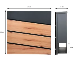 Boîte aux lettres sur pieds boîte postale anthracite et design bois avec support-Ml-Design Outlet