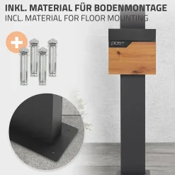 Boîte aux lettres sur pied boîte postale anthracite/aspect bois avec support^Ml-Design Sale