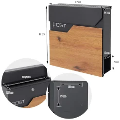 Boîte aux lettres sur pied boîte postale anthracite/aspect bois avec support^Ml-Design Sale