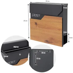 Boîte aux lettres sur pieds boîte postale anthracite/aspect bois +support argent^Ml-Design Clearance