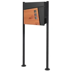 Boîte aux lettres sur pieds boîte postale anthracite imitation bois avec support^Ml-Design Online