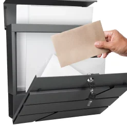 Boîte aux lettres sur pied argenté en acier revêtu par poudre porte-journaux clé-Ml-Design Clearance