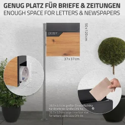 Boîte aux lettres sur pied piedestal boîte postale anthracite/aspect bois modern^Ml-Design New