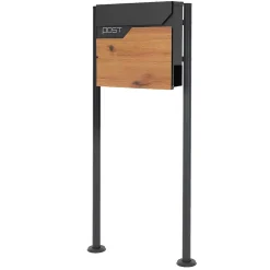 Boîte aux lettres sur pieds boîte postale anthracite imitation bois avec support^Ml-Design Outlet
