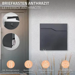 Boîte aux lettres sur une pied anthracite boîte postale en acier moderne 37x11cm^Ml-Design Best