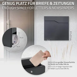 Boîte aux lettres sur une pied anthracite boîte postale en acier moderne 37x11cm^Ml-Design Best