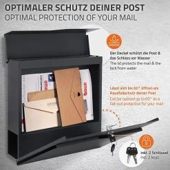 Boîte aux lettres sur une pied argent boîte postale anthracite moderne 37x11 cm^Ml-Design Outlet