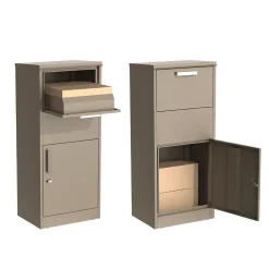 Boîte aux lettres taupe avec compartiment colis en acier galvanisé et double clés^Couleurs Du Monde