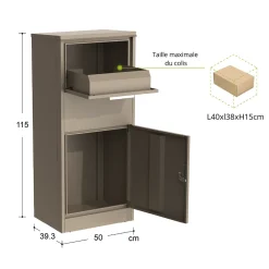 Boîte aux lettres taupe avec compartiment colis en acier galvanisé et double clés^Couleurs Du Monde