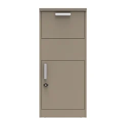 Boîte aux lettres taupe avec compartiment colis en acier galvanisé et double clés^Couleurs Du Monde