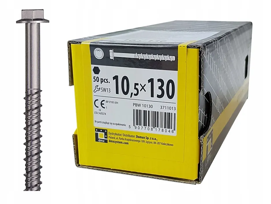 Boîte de 50 vis d'ancrage béton 10,5 x 130-Domax Hot