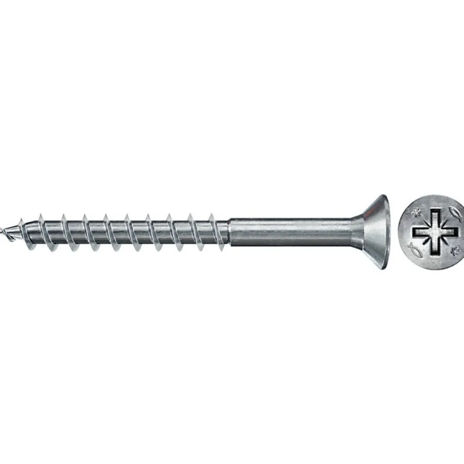 Boîte De 200 Vis Powerfast Ii Fpf Ii Czp Tête Fraisée Empreinte Pz - Zingué Blanc - Filetage Partiel-Fischer Discount