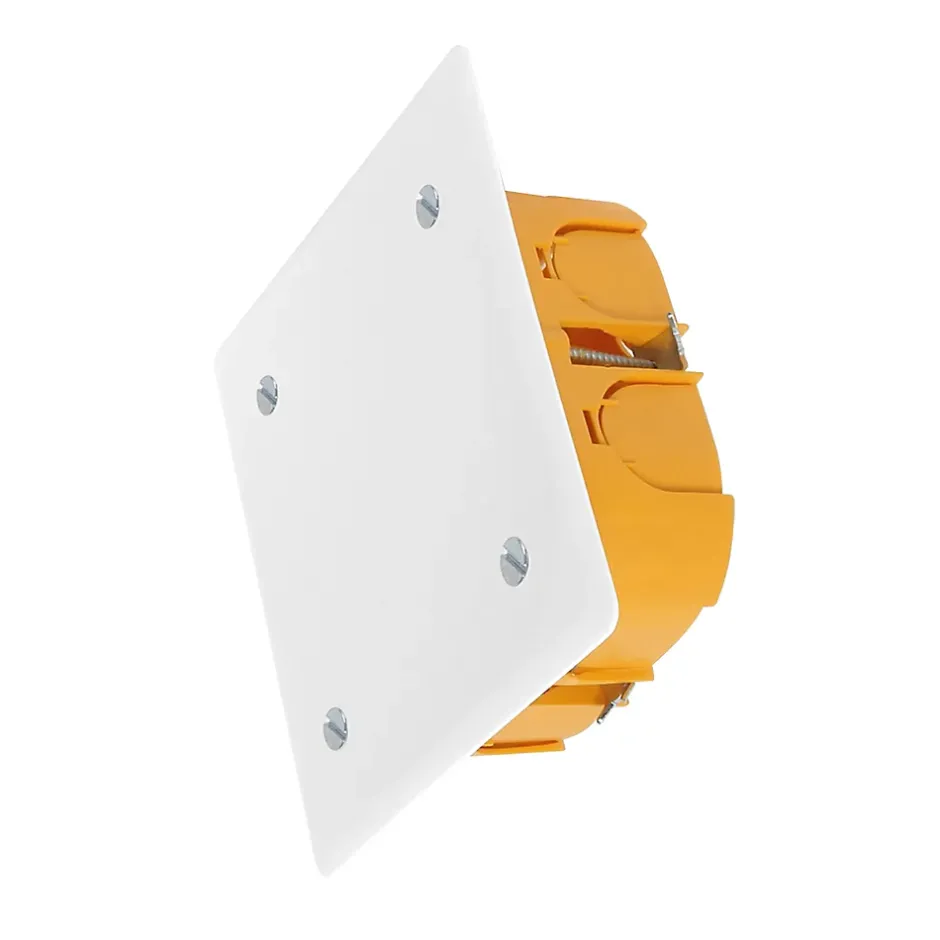 Boîte de dérivation à encastrer pour cloison sèche avec entrées et système de fermeture à vis 100 x 100 x 40 mm-Diall