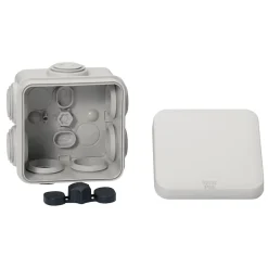 Boîte de dérivation carrée extérieure avec 7 passe-câbles et système de verrouillage 65 x 65 x 45 m vendue par 5 pièces-Schneider Electric