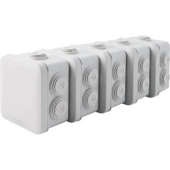 Boîte de dérivation carrée extérieure avec 7 passe-câbles et système de verrouillage 80 x 80 x 45 m vendue par 5 pièces^Schneider Electric Hot