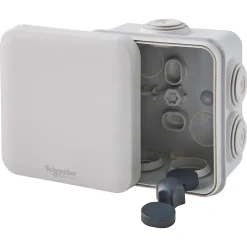 Boîte de dérivation carrée extérieure avec 7 passe-câbles et système de verrouillage 80 x 80 x 45 m vendue par 5 pièces^Schneider Electric Hot