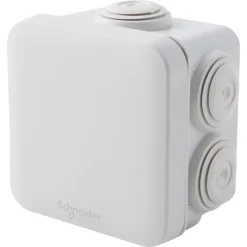 Boîte de dérivation carrée extérieure avec 7 passe-câbles et système de verrouillage 65 x 65 x 45 mm Mureva Box gris-Schneider Electric Online