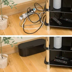 Boîte de rangement de câbles noir L. 415 x l. 165 mm, bloc 6 prises-D-Line Online