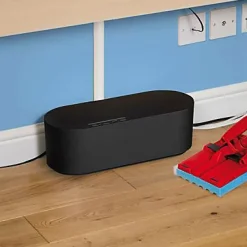 Boîte de rangement de câbles noir L. 325 x l. 125 mm, bloc 4 prises^D-Line Best