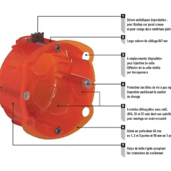Boîte d'encastrement multimatériaux - Batibox - - Diamètre 67 x 40 mm - 1 poste-Legrand Hot